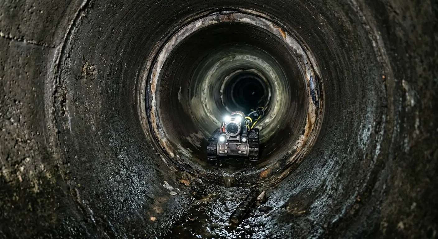 Robotic sewer camera inspecting pipe interior for Drain Snake Service in Valley